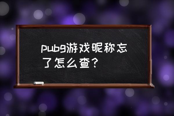 绝地求生怎样查游戏昵称 pubg游戏昵称忘了怎么查？