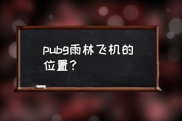 绝地求生飞机在哪找 pubg雨林飞机的位置？