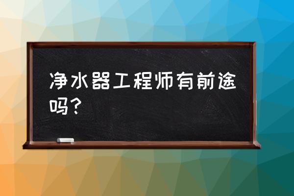 在郑州做净水器怎么样 净水器工程师有前途吗？