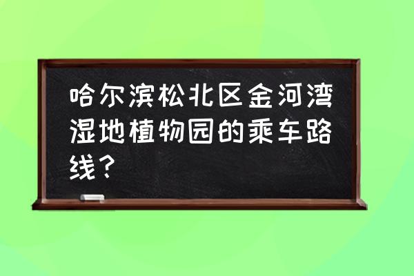 金河湾湿地植物园在哪里 哈尔滨松北区金河湾湿地植物园的乘车路线？