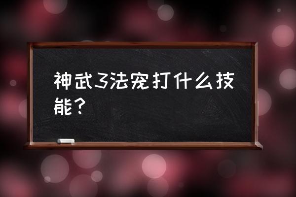 神武3法宠怎么打书 神武3法宠打什么技能？