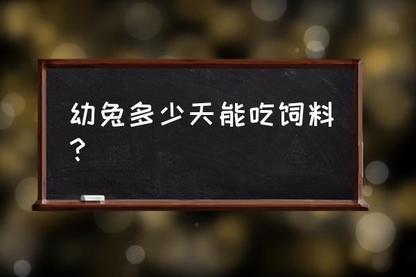 幼兔几天会吃饲料 幼兔多少天能吃饲料？