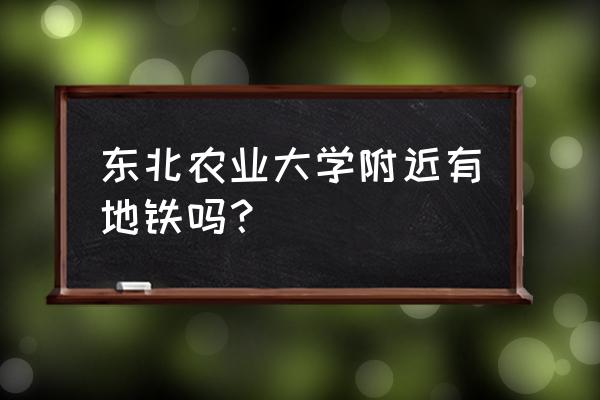 哈尔滨农大有地铁站吗 东北农业大学附近有地铁吗？