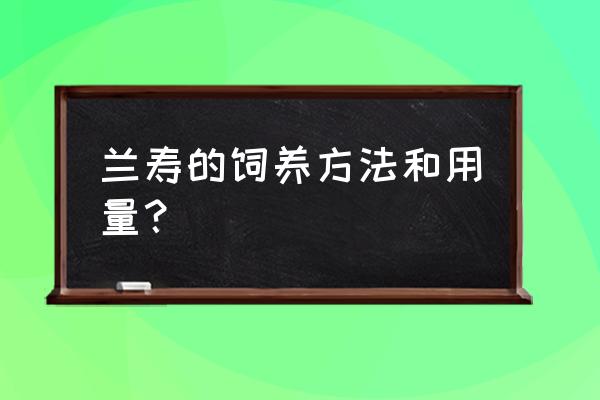 兰寿鱼可以用通威饲料吗 兰寿的饲养方法和用量？