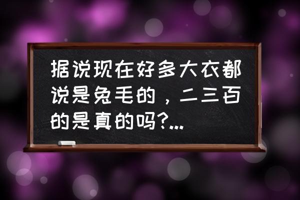 兔毛拼接呢大衣外套 据说现在好多大衣都说是兔毛的，二三百的是真的吗?兔子毛真那么便宜？