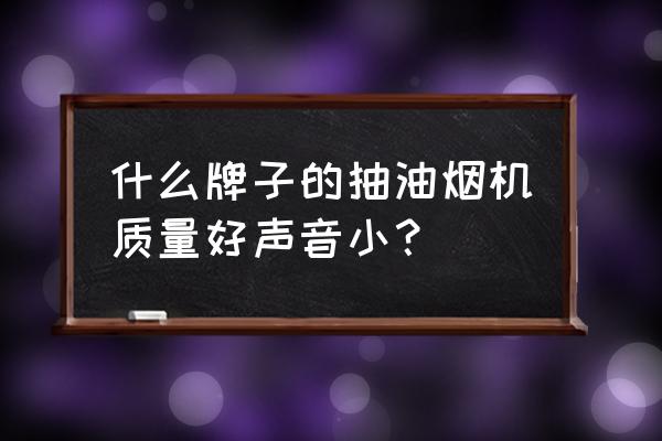 什么牌子的抽油烟机噪音最小 什么牌子的抽油烟机质量好声音小？