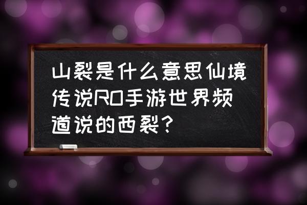 仙境传说ro海底裂隙哪里接 山裂是什么意思仙境传说RO手游世界频道说的西裂？