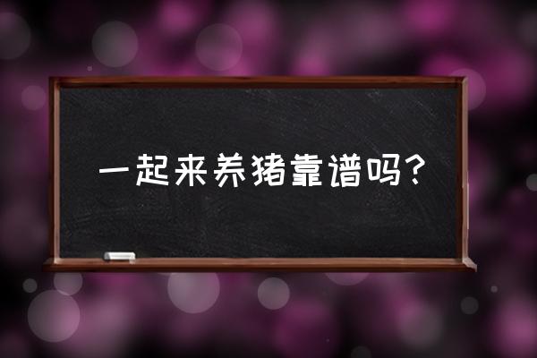 有多少种养猪赚金币游戏 一起来养猪靠谱吗？