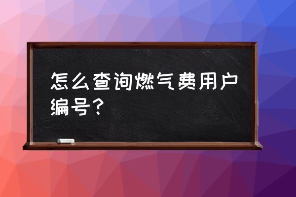 南昌县燃气号码几位数 怎么查询燃气费用户编号？