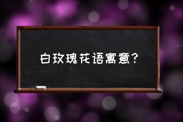 白色玫瑰是代表什么 白玫瑰花语寓意？