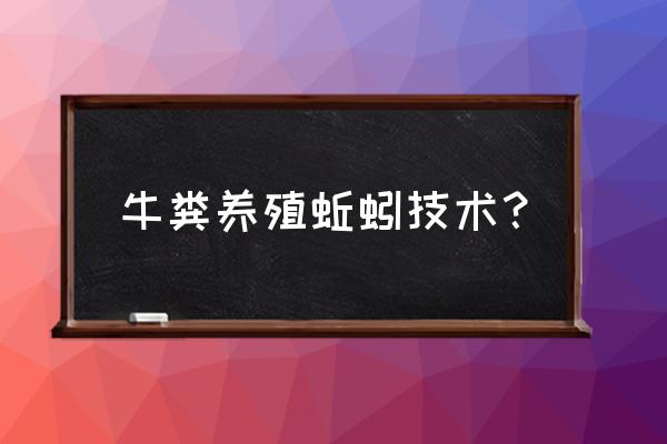 养牛场的牛粪怎么养蚯蚓 牛粪养殖蚯蚓技术？