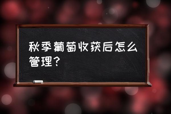 葡萄采后管理技术 秋季葡萄收获后怎么管理？