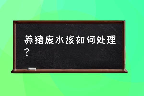 小型猪场污水怎么处理 养猪废水该如何处理？