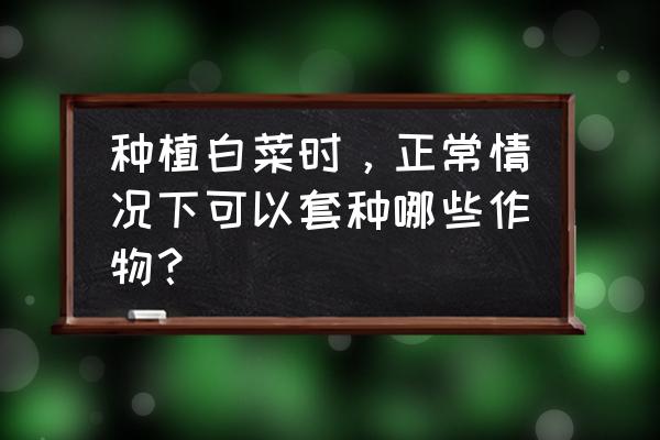 10月份种什么样的蔬菜好 种植白菜时，正常情况下可以套种哪些作物？