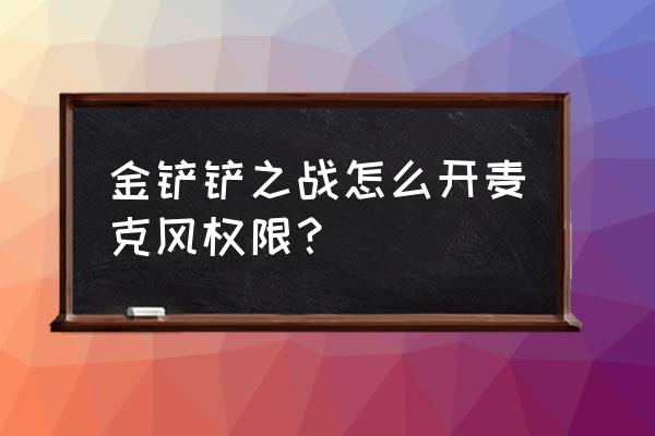 金铲铲之战如何开启麦克风权限 金铲铲之战怎么开麦克风权限？