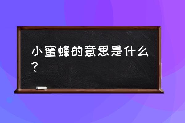 什么叫大蜜蜂和小蜜蜂 小蜜蜂的意思是什么？