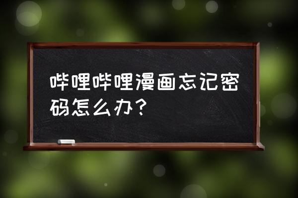 哔哩哔哩漫画官网进入 哔哩哔哩漫画忘记密码怎么办？